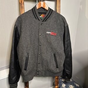 Vintage ESPN Zone Las Vegas Leather Letterman Bomber Jacket Embroidered Logo